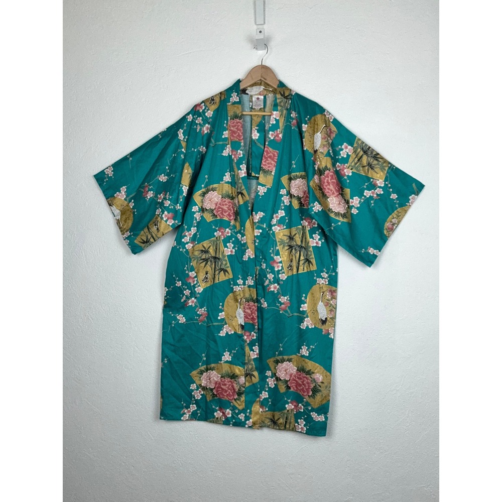 NWOT Sakurai Shoji Teal Kimono Robe - One Size - 100 % Cotton Made in Japan